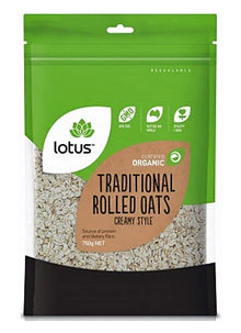 Lotus Organic Traditional Rolled Oats Creamy Style 750g