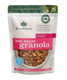BROOKFARM Low Sugar Granola Macadamia Raspberry 400g