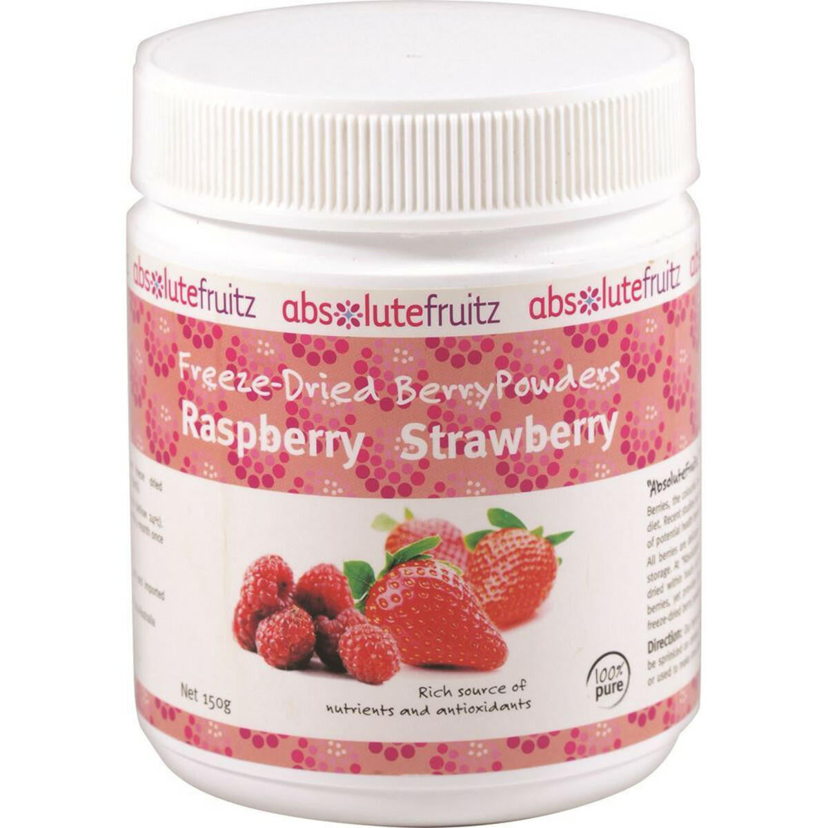Absolute Fruitz Raspberry Strawberry Freeze-Dried Powder 150g jar