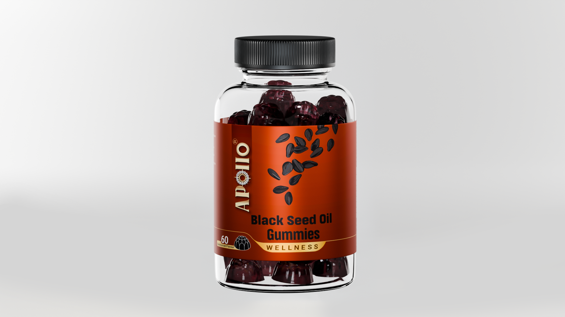 Apollo Black Seed Oil Gummies Blackcurrant 60