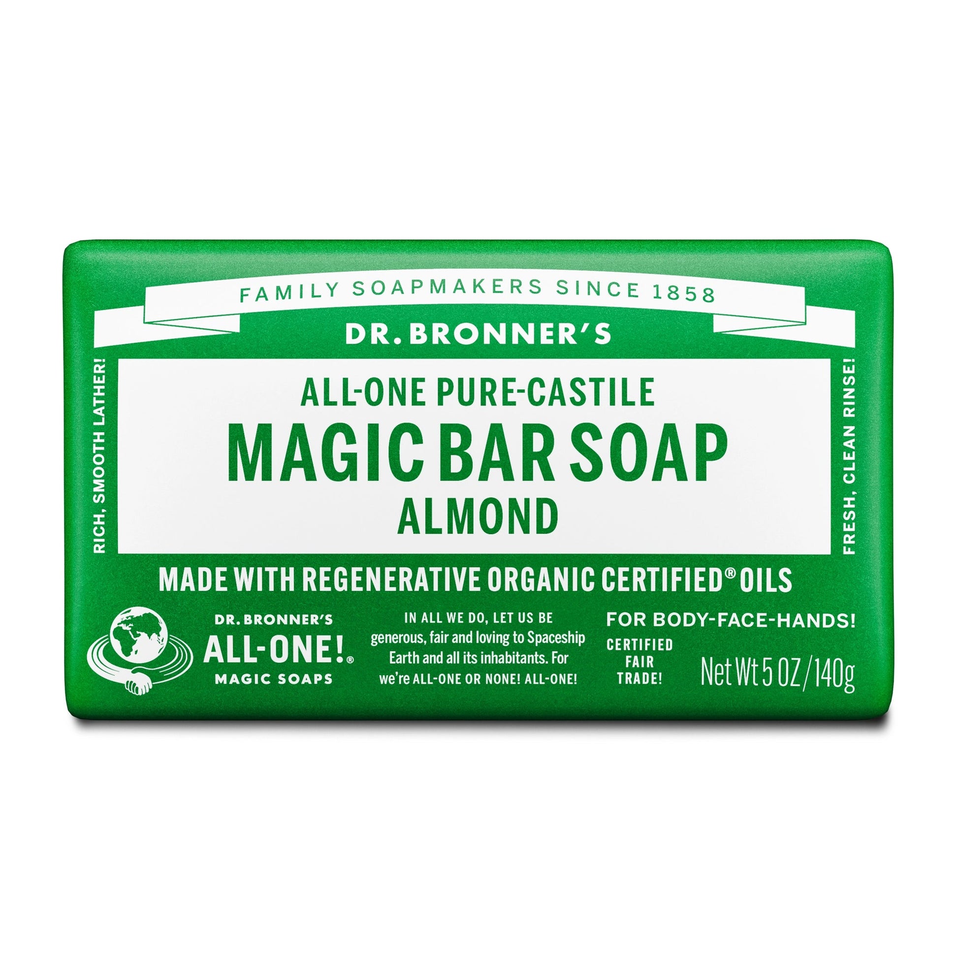 Dr. Bronner's Almond Pure-Castile Magic Bar Soap 140g