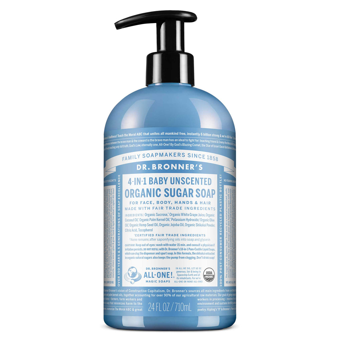 Dr. Bronner's Baby Unscented Organic Sugar Soap 710ml