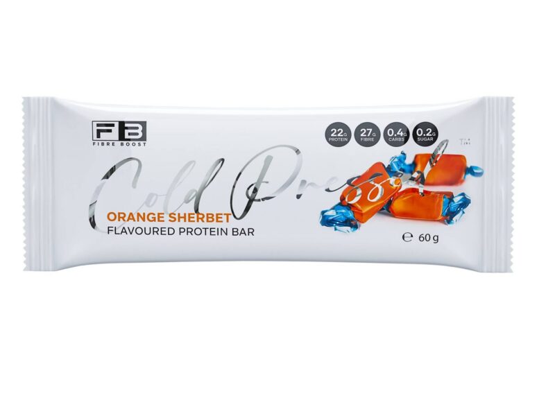 Fibre Boost Orange Sherbet 60g cold pressed protein bar