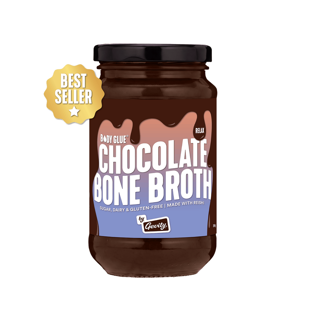 Gevity Rx Relax Chocolate Bone Broth 390g jar
