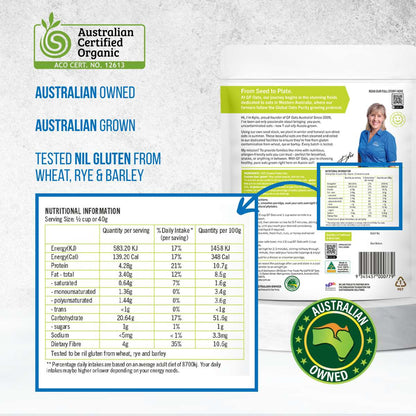 GF Oats Organic Oats ingredients and nutrition label