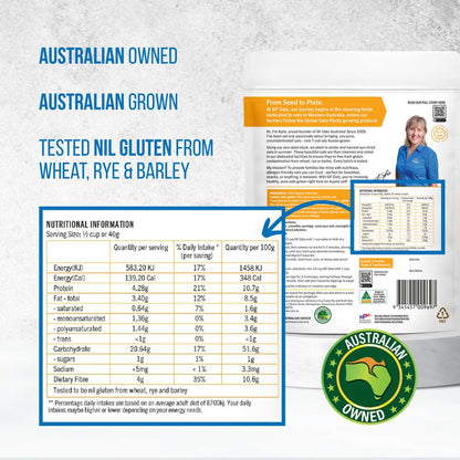 GF Oats Quick Oats ingredients and nutrition label