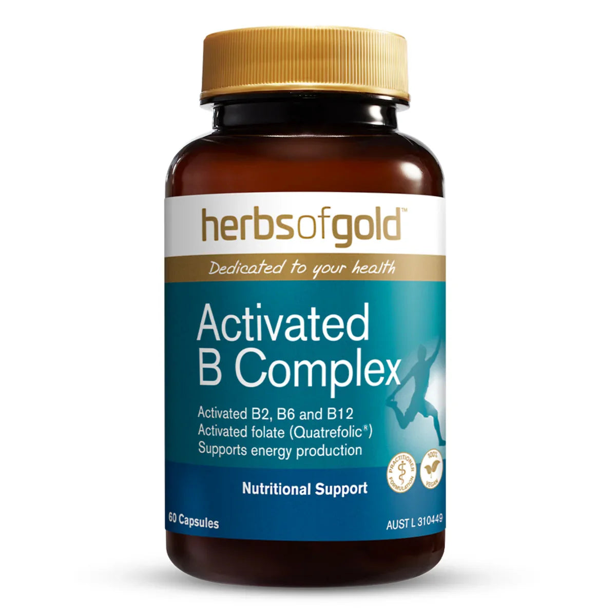 Herbs of Gold Activated B Complex 60 Capsules bottle