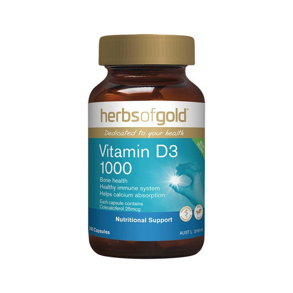 Herbs of Gold Vitamin D3 1000 240 Capsules bottle