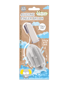 Jack N' Jill Silicone Finger Brush Stage 1 two pack with case for babies 6 to 12 months