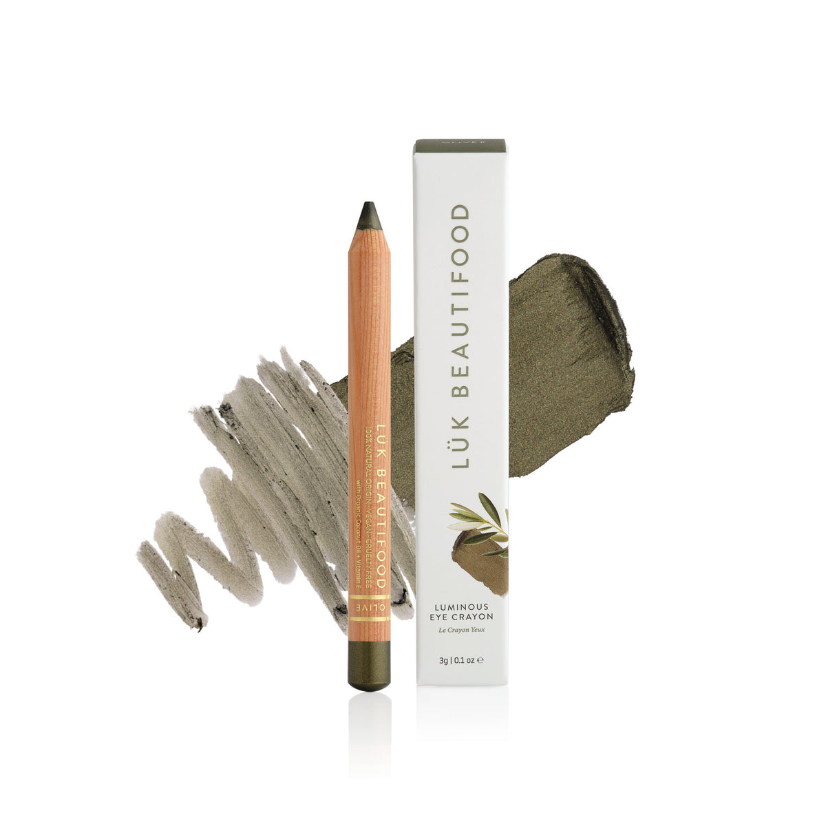 Lük Beautifood Luminous Eye Crayon Olive with dark khaki green swatch