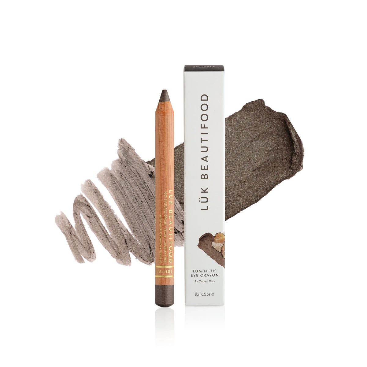 Lük Beautifood Luminous Eye Crayon Truffle with deep charcoal taupe swatch