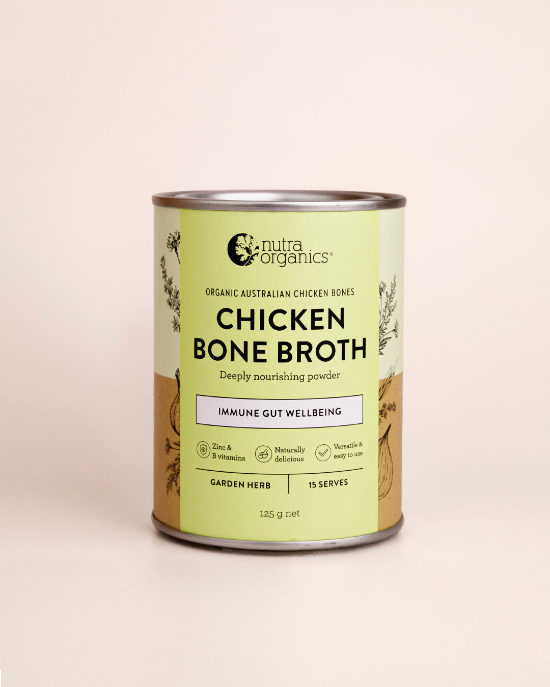 Nutra Organics Chicken Bone Broth Garden Herb 125g
