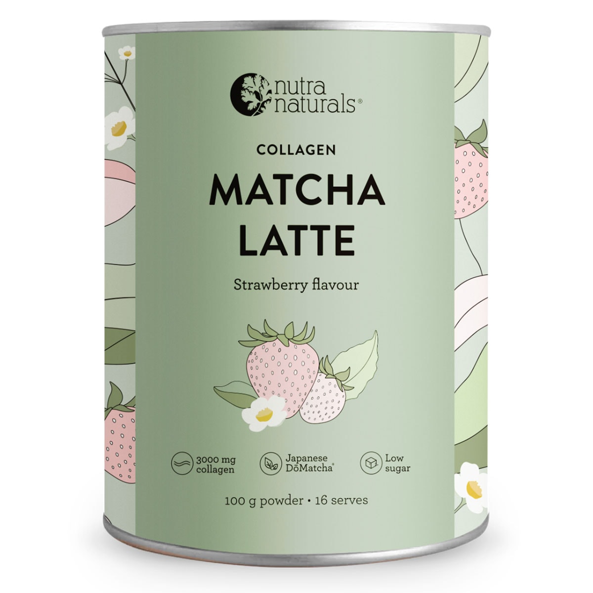 Nutra Organics Collagen Strawberry Matcha Latte 100g