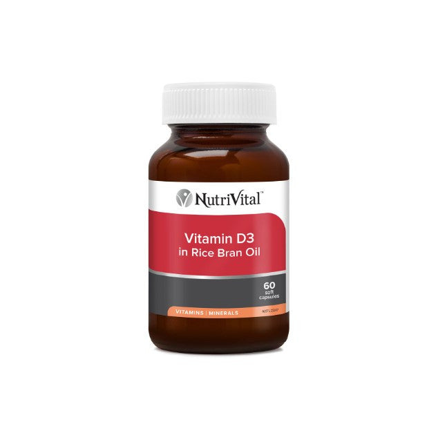 NutriVital Vitamin D3 in Rice Bran Oil 60 Capsules