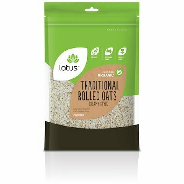 Lotus Organic Traditional Rolled Oats Creamy Style 750g