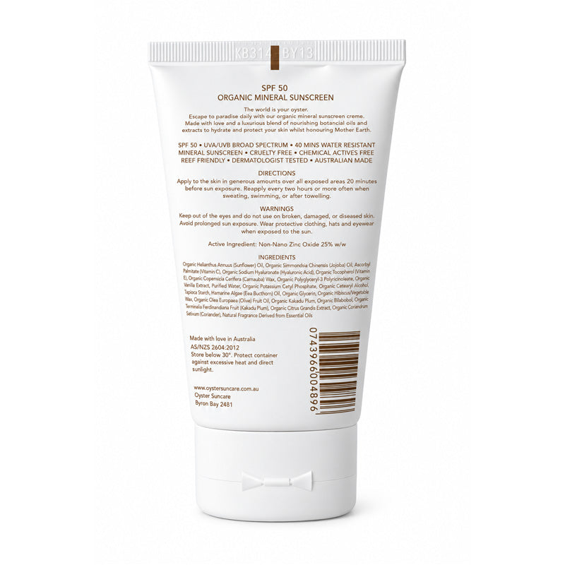 Oyster Mineral Sunscreen SPF50 100ml – directions and ingredients