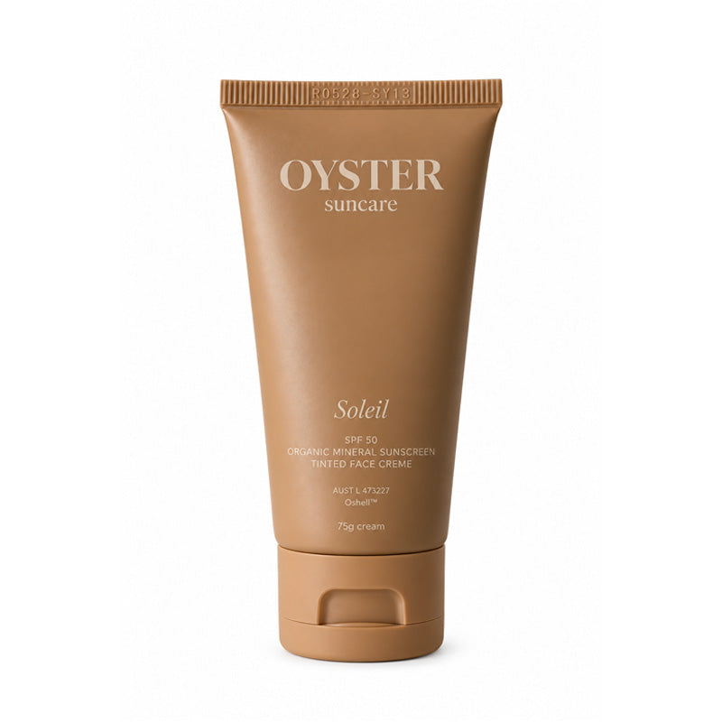 Oyster Soleil Tinted Face Creme SPF50 – front of tube