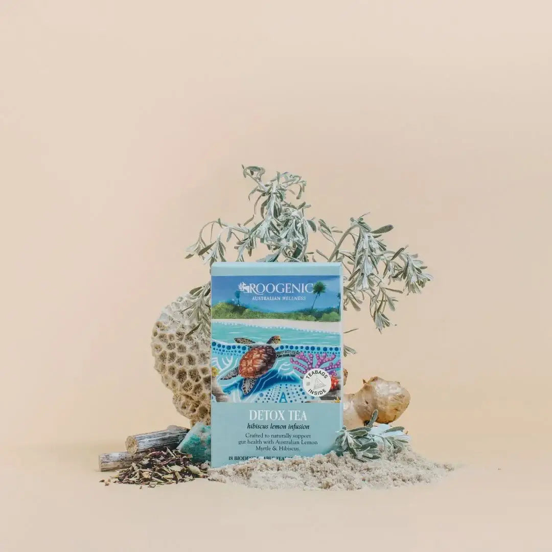 Roogenic Detox Tea box containing 18 tea bags