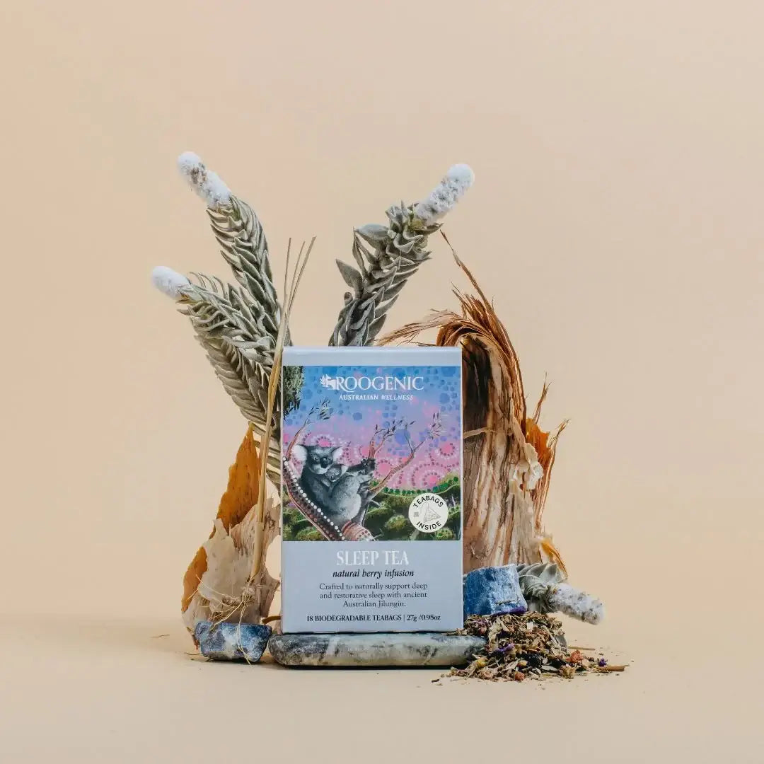 Roogenic Sleep Tea Berry box containing 18 tea bags
