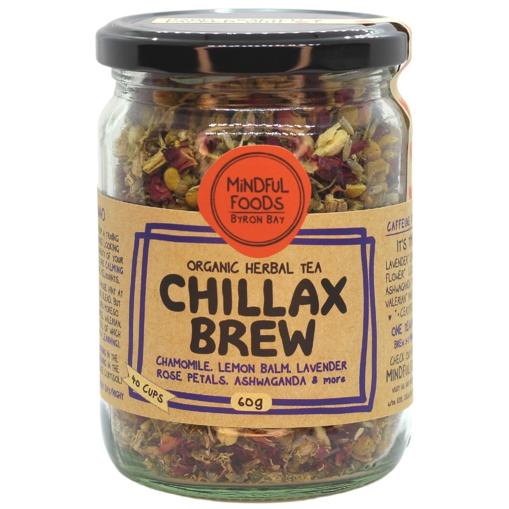 Mindful Foods Chillax Brew organic herbal tea 60g