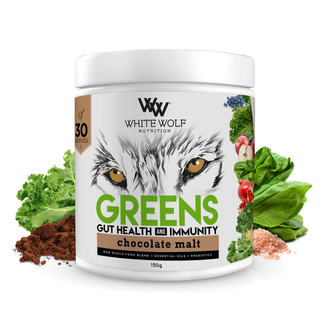 White Wolf Nutrition Greens Gut Health and Immunity Choc Malt 150g