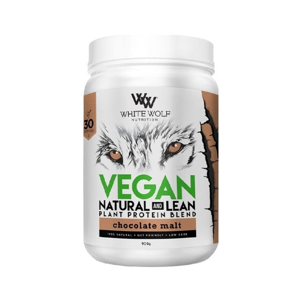 White Wolf Nutrition Natural and Lean Vegan Protein Choc Malt 900g