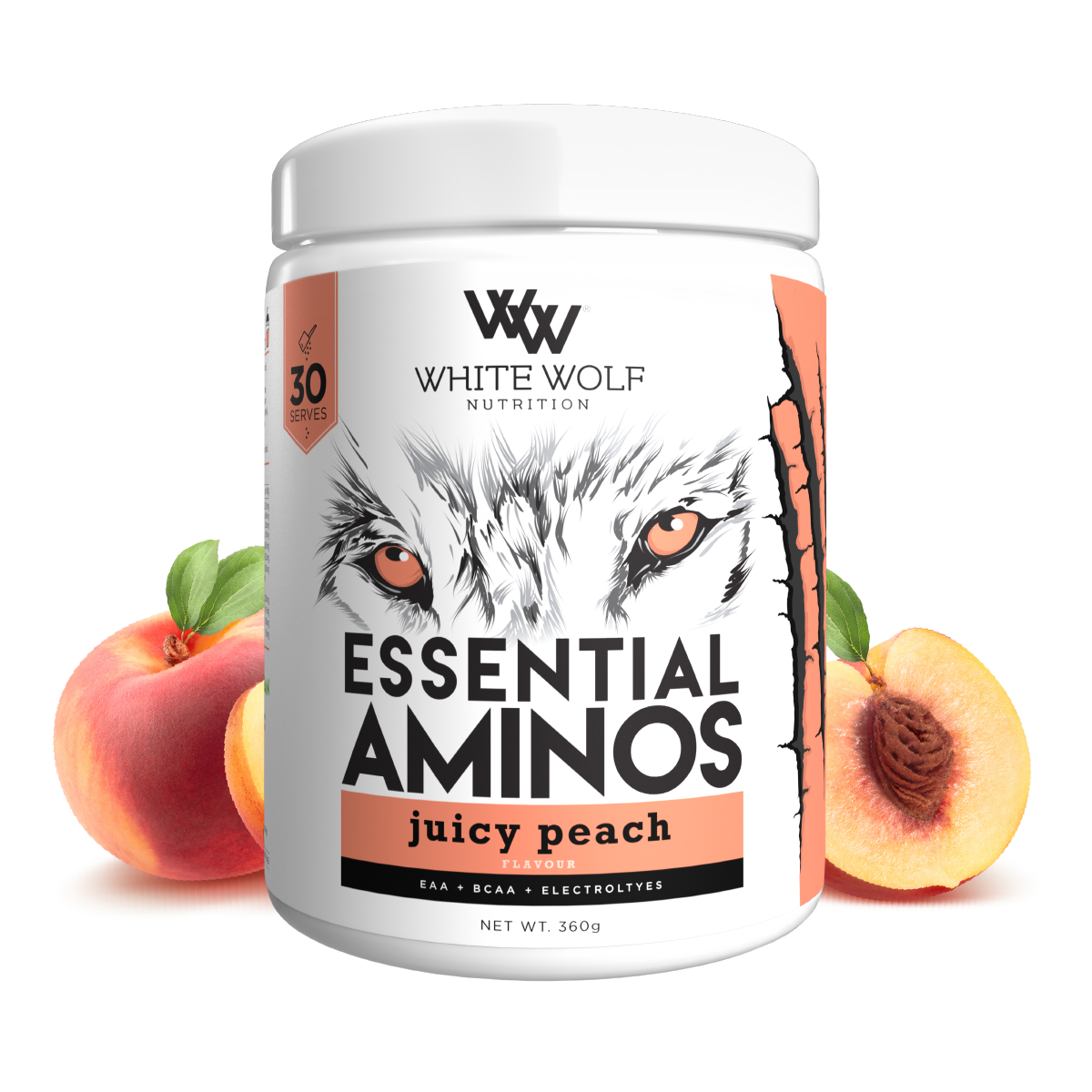 White Wolf Nutrition BCAA + Electrolytes Juicy Peach 360g