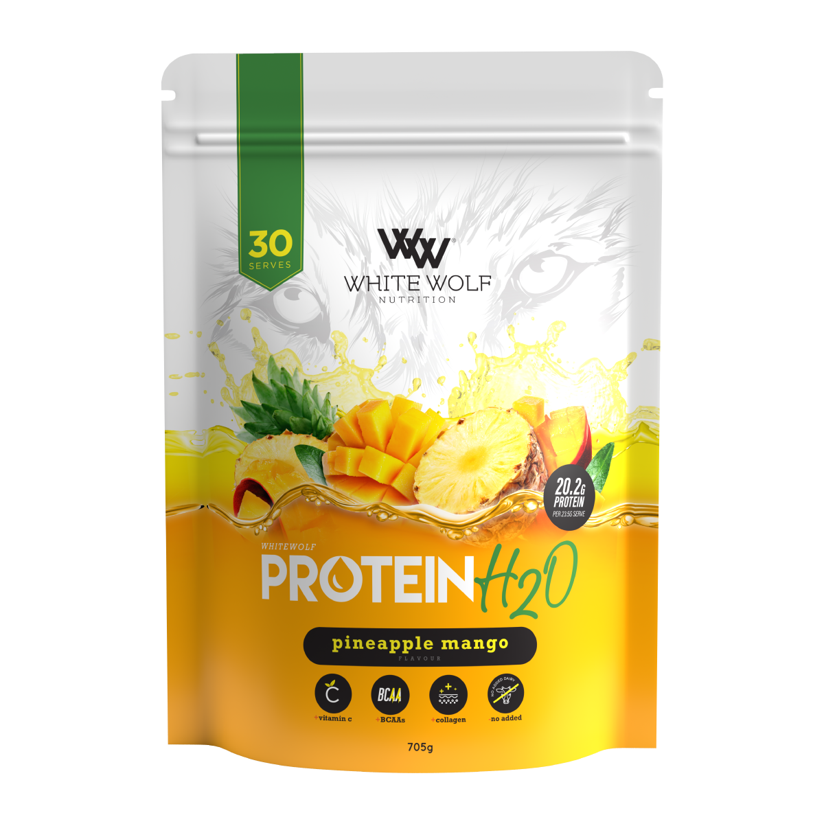 White Wolf Nutrition Collagen Protein H2O Mango Pineapple 705g