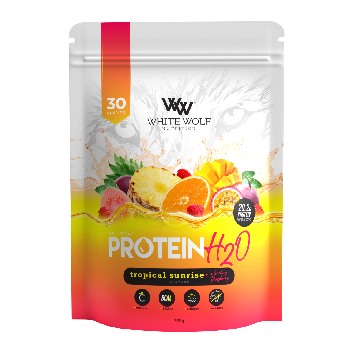 White Wolf Nutrition Collagen Protein H2O Tropical Sunrise 705g