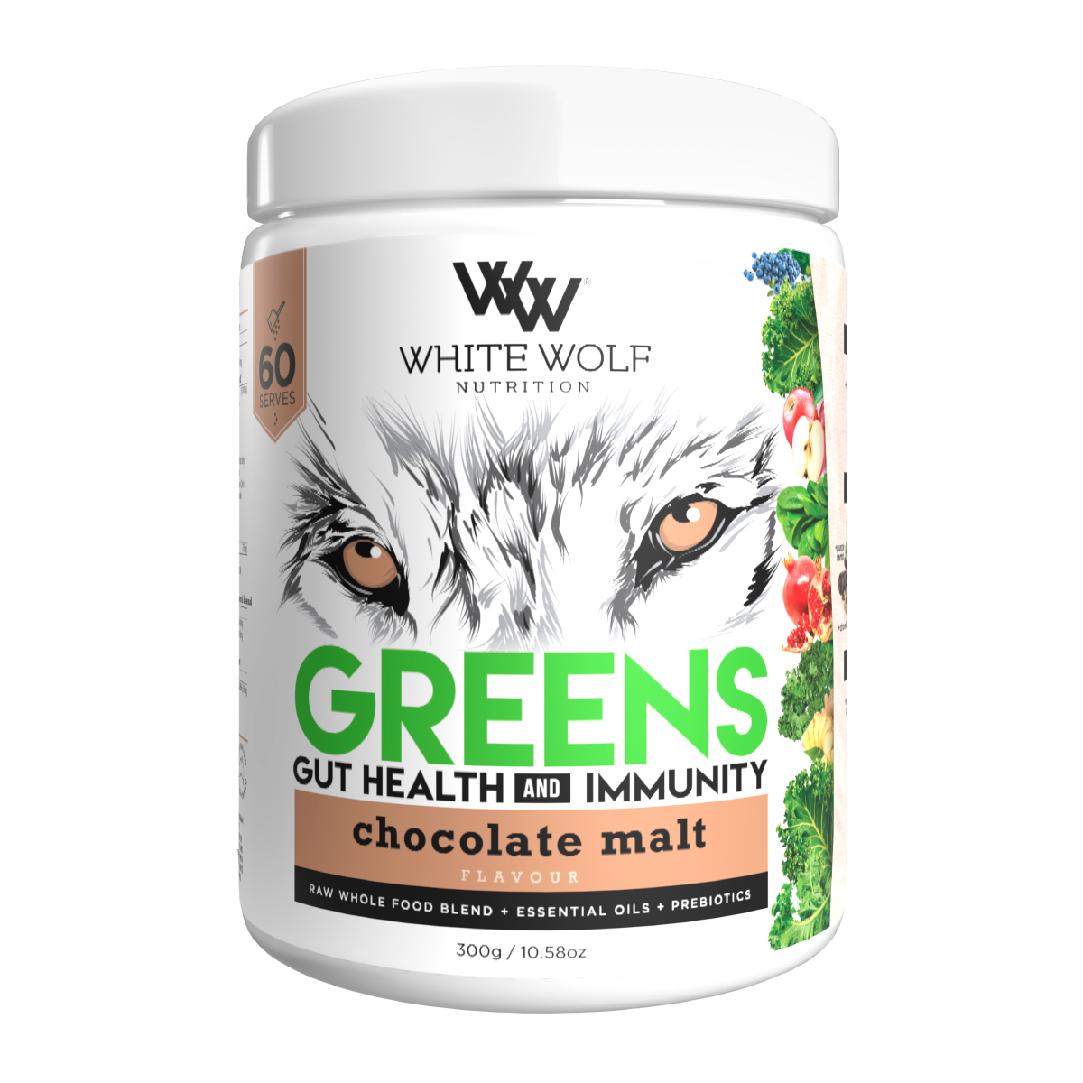 White Wolf Nutrition Greens Gut Health & Immunity Choc Malt 300g