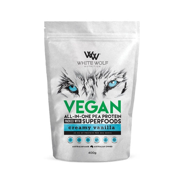 White Wolf Nutrition Vegan Pea Protein Blend Vanilla 400g pouch