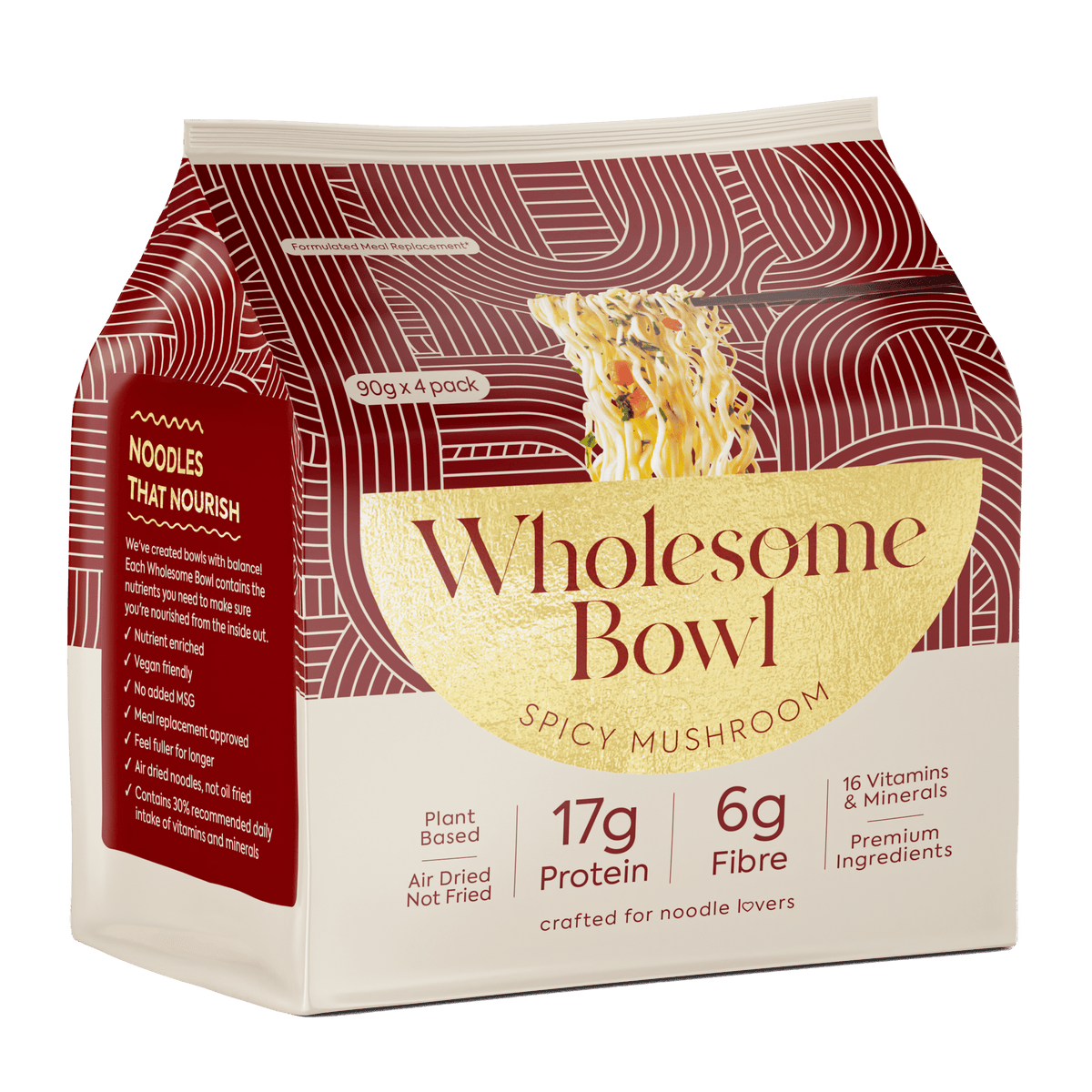 Wholesome Bowl Spicy Mushroom Noodles 4 x 90g pack
