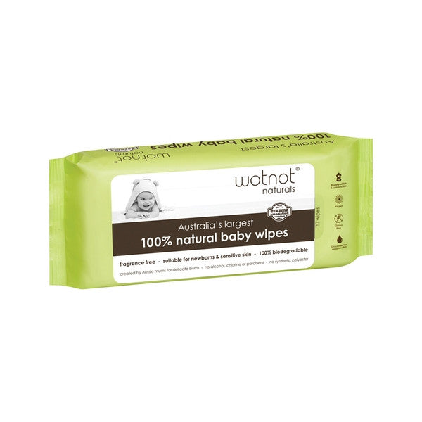 Wotnot Natural Baby Wipes for Sensitive Skin 70 Pack